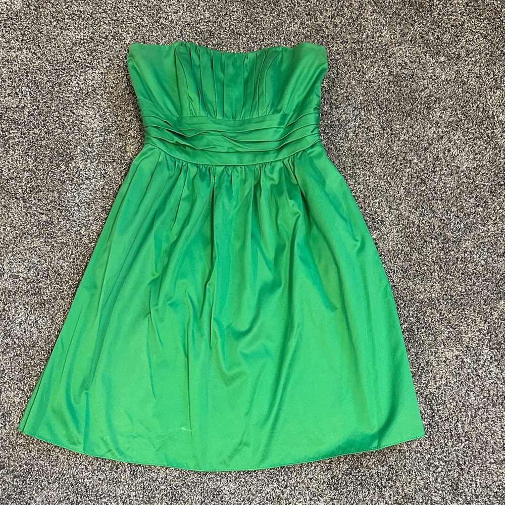 David's Bridal Strapless Green Dress